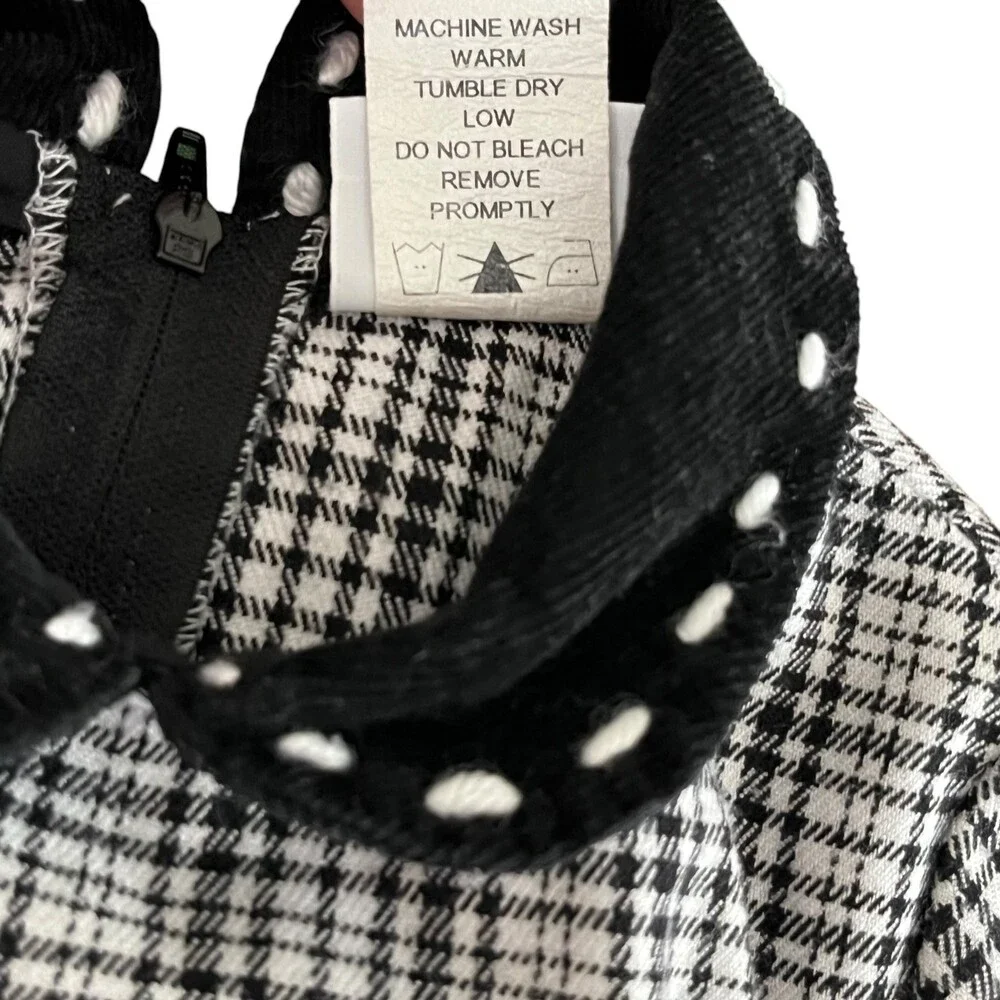 Florence Eiseman 12M Black White Plaid Peter Pan Collar Red Floral Holiday Dress